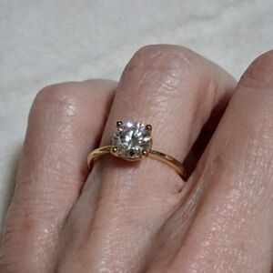 Gold Over 925 Moissanite Diamond Solitaire